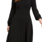 Vestido MIDI Calvin Klein Feminino Manga Bufante Preto Tamanho 12
