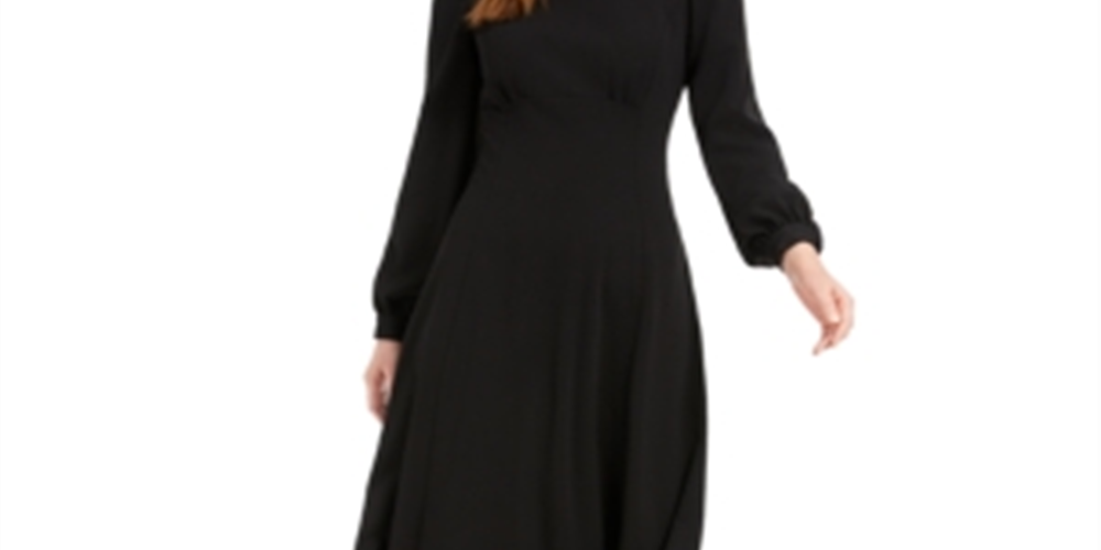 Vestido MIDI Calvin Klein Feminino Manga Bufante Preto Tamanho 12