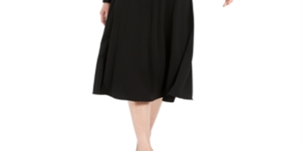 Vestido MIDI Calvin Klein Feminino Manga Bufante Preto Tamanho 12