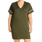 Vestido camiseta com capuz e logotipo Michael Kors feminino, verde, tamanho 1X