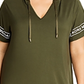 Vestido camiseta com capuz e logotipo Michael Kors feminino, verde, tamanho 1X
