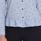 Blusa Peplum Manga Longa Feminina Tommy Hilfiger Azul Tamanho G