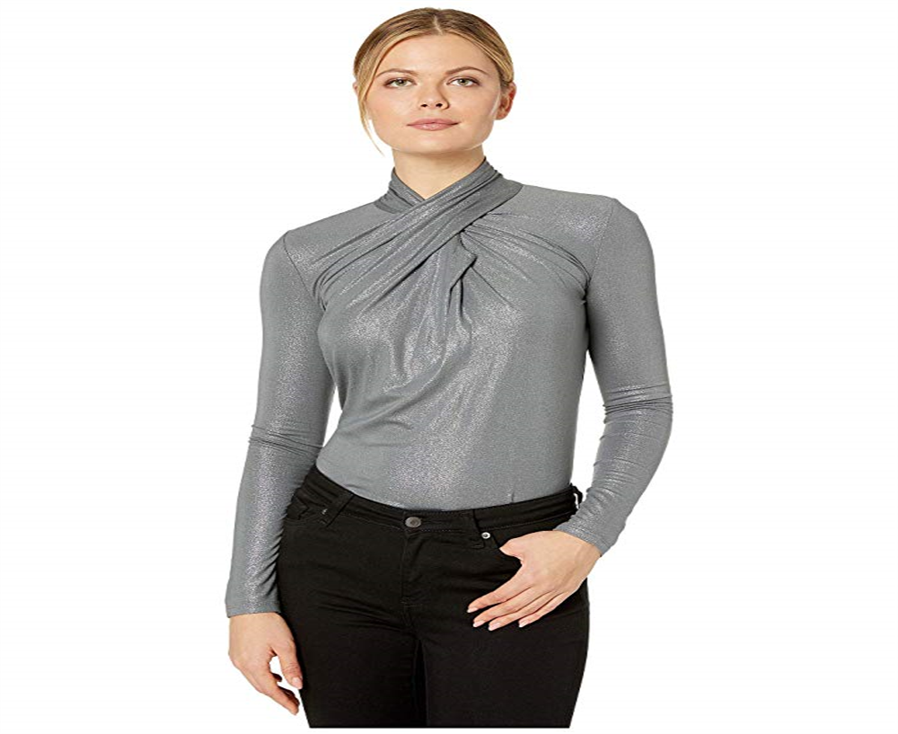 Blusa Ralph Lauren Feminina Manga Longa Gola Redonda - Cinza Tamanho G