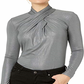 Blusa Ralph Lauren Feminina Manga Longa Gola Redonda - Cinza Tamanho G