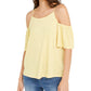 Blusa feminina estampada com ombros descobertos da INC International Concepts, amarela, tamanho M