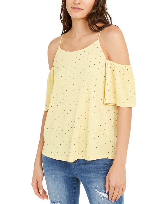 Blusa feminina estampada com ombros descobertos da INC International Concepts, amarela, tamanho M