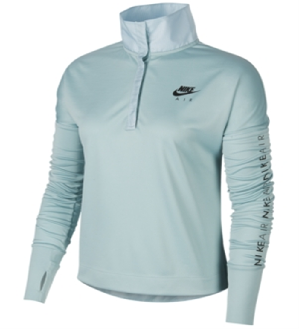 Camiseta de corrida Nike Air Half Zip feminina, verde, tamanho XS