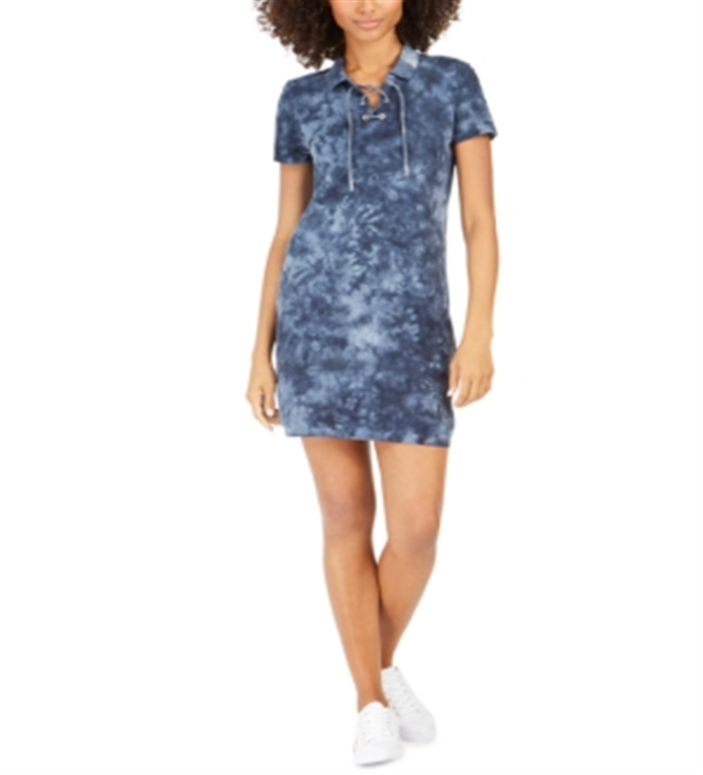 Vestido polo feminino Tommy Hilfiger de algodão tingido, cinza, tamanho GG