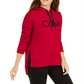 Calvin Klein Moletom Feminino Velvet Logo High Low Vermelho Tamanho X-G