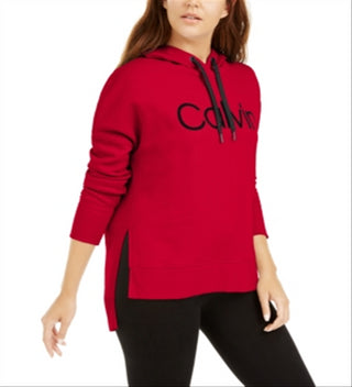 Calvin Klein Moletom Feminino Velvet Logo High Low Vermelho Tamanho X-G