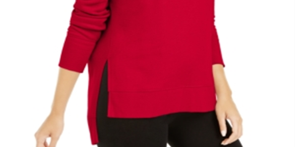 Calvin Klein Moletom Feminino Velvet Logo High Low Vermelho Tamanho X-G
