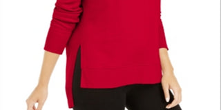 Calvin Klein Moletom Feminino Velvet Logo High Low Vermelho Tamanho X-G