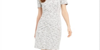 Vestido justo de tweed feminino Calvin Klein, branco, tamanho 10 P