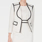 Blazer feminino Kasper Petite Wing-Lapel com acabamento contrastante, branco, tamanho 16 P
