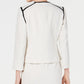 Blazer feminino Kasper Petite Wing-Lapel com acabamento contrastante, branco, tamanho 16 P