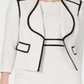 Blazer feminino Kasper Petite Wing-Lapel com acabamento contrastante, branco, tamanho 16 P