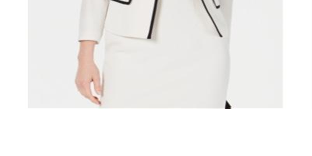 Blazer feminino Kasper Petite Wing-Lapel com acabamento contrastante, branco, tamanho 16 P