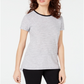 Camiseta feminina Maison Jules com decote redondo e alças finas, cinza, tamanho X-S