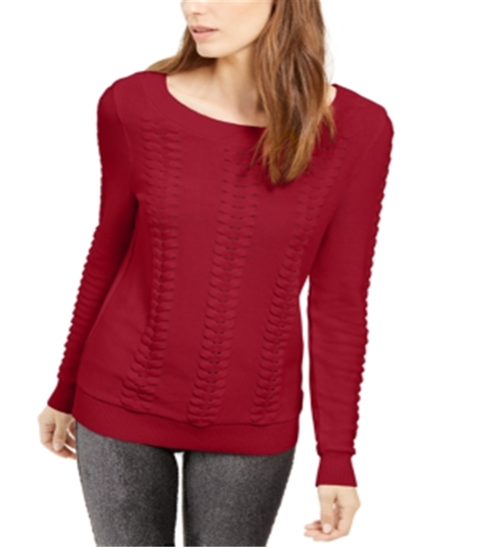 Suéter de malha de algodão Michael Kors feminino, vermelho, tamanho P