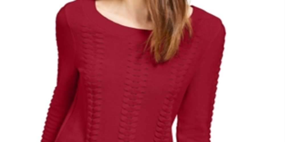 Suéter de malha de algodão Michael Kors feminino, vermelho, tamanho P