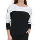 Blusa Calvin Klein Feminina Manga 3/4 Gola Joia Preta Tamanho Médio