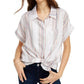 Blusa Planet Gold Junior com amarração frontal e brilho, bege, tamanho M