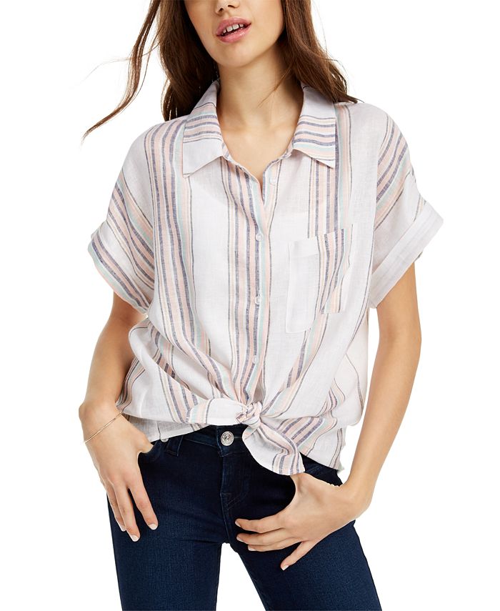 Blusa Planet Gold Junior com amarração frontal e brilho, bege, tamanho M