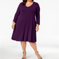 Vestido casual feminino estilo plus size estilo swing roxo tamanho 1X