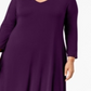 Vestido casual feminino estilo plus size estilo swing roxo tamanho 1X