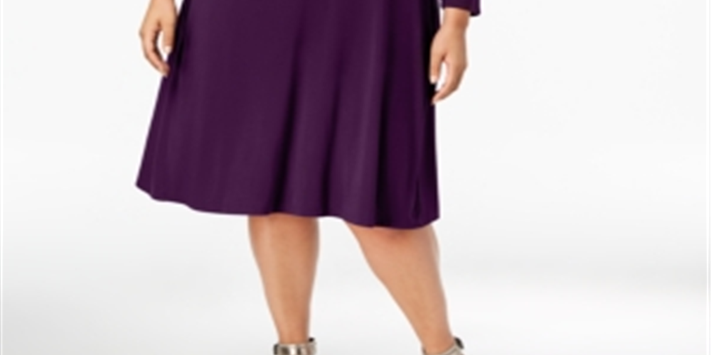 Vestido casual feminino estilo plus size estilo swing roxo tamanho 1X