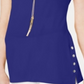 JM Collection Blusa feminina com decote ombro vazado e manga bufante, azul, tamanho XXL
