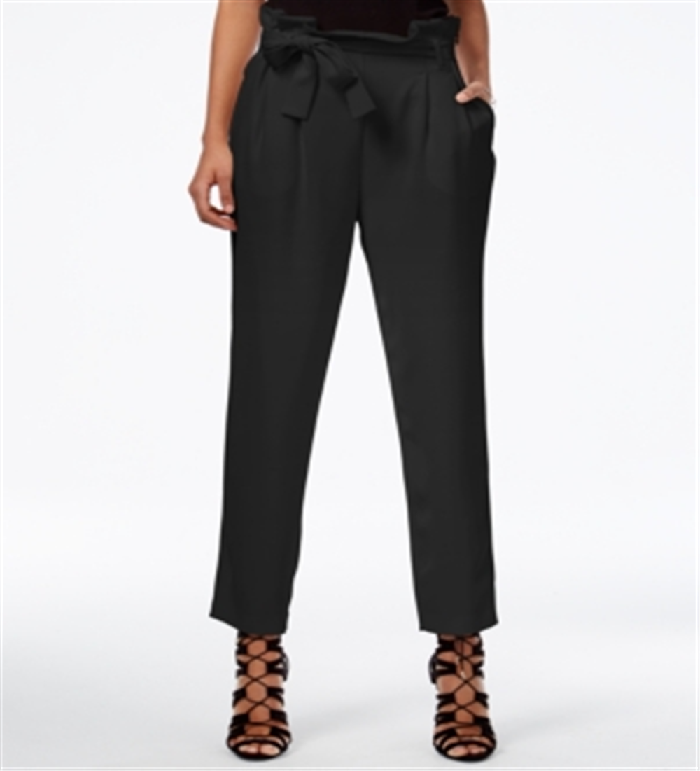 Calça afunilada feminina Paper Bag da Rachel Roy, preta, tamanho 0
