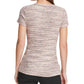 Blusa feminina DKNY com decote redondo canelado, bege, tamanho XS