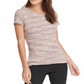 Blusa feminina DKNY com decote redondo canelado, bege, tamanho XS
