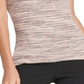 Blusa feminina DKNY com decote redondo canelado, bege, tamanho XS