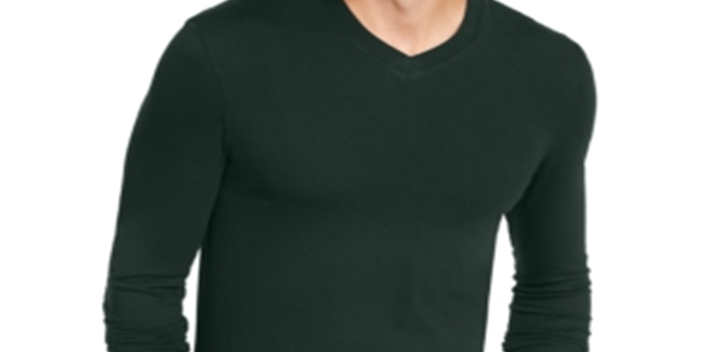 Camiseta Masculina Club Room Manga Longa Gola V Verde Tamanho Grande