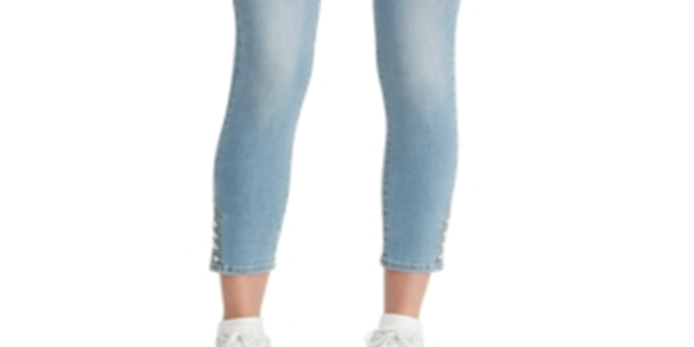 Calça jeans skinny Levi's feminina com fecho no tornozelo, azul, tamanho 32