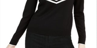 Suéter feminino Bar III com lantejoulas e jugo Chevron, cinza, tamanho grande