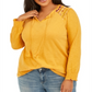 Blusa feminina plus size de algodão bordado com gola amarrada, tamanho 4X, amarela, estilo &amp; co