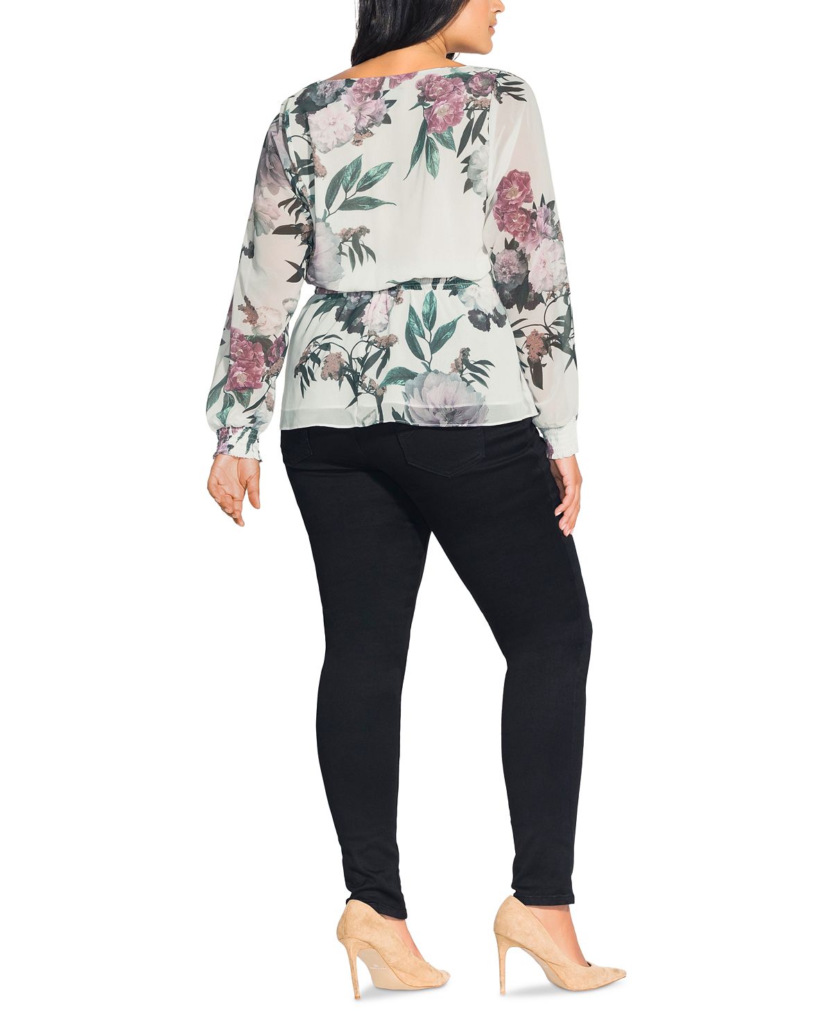 Top feminino City Chic Trendy Plus English Garden, branco, tamanho GG