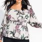 Top feminino City Chic Trendy Plus English Garden, branco, tamanho GG