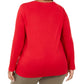 Karen Scott Plus Size Feminino Deer Decor Embelezado Top Vermelho Tamanho 2X