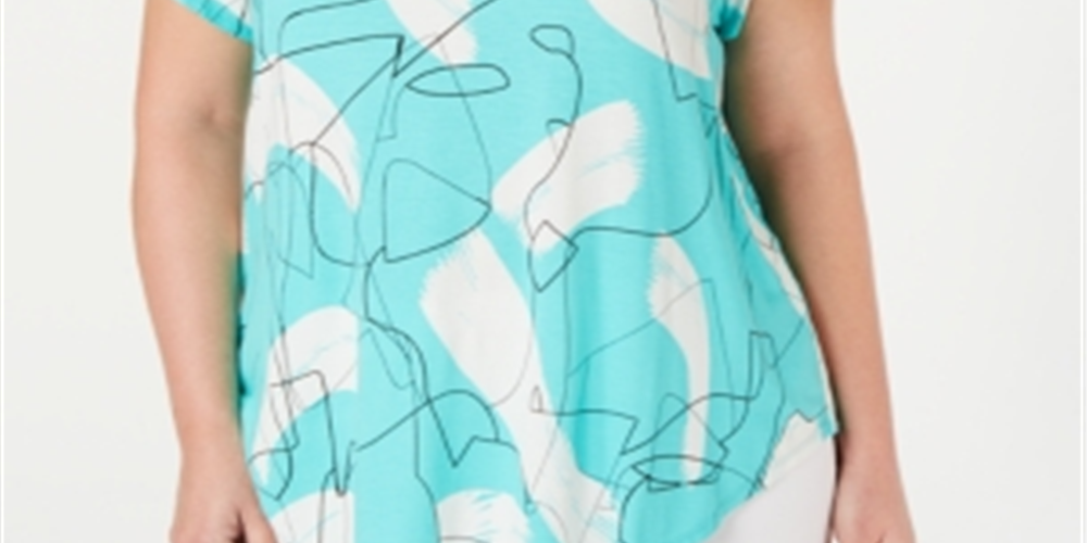 Camiseta feminina estampada Alfani Plus Knit Verde Tamanho 0X