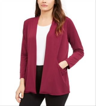 Cardigan feminino Alfani com frente aberta, vinho, tamanho M