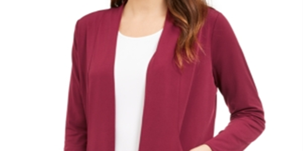 Cardigan feminino Alfani com frente aberta, vinho, tamanho M
