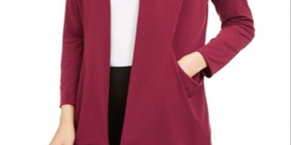 Cardigan feminino Alfani com frente aberta, vinho, tamanho M