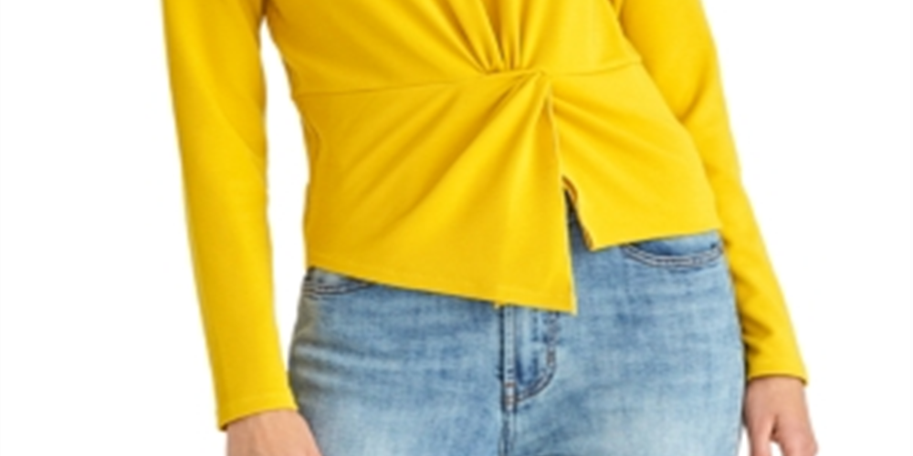 Rachel Roy Val Knot Front Top Feminino - Amarelo Tamanho M