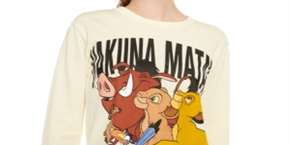 Camiseta de manga comprida gráfica do Rei Leão da Disney Junior, tamanho médio, amarela