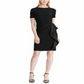 Vestido de festa Ralph Lauren feminino, com zíper, manga curta, decote em joia, acima do joelho, justo, preto, tamanho 12, pequeno