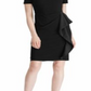 Vestido de festa Ralph Lauren feminino, com zíper, manga curta, decote em joia, acima do joelho, justo, preto, tamanho 12, pequeno